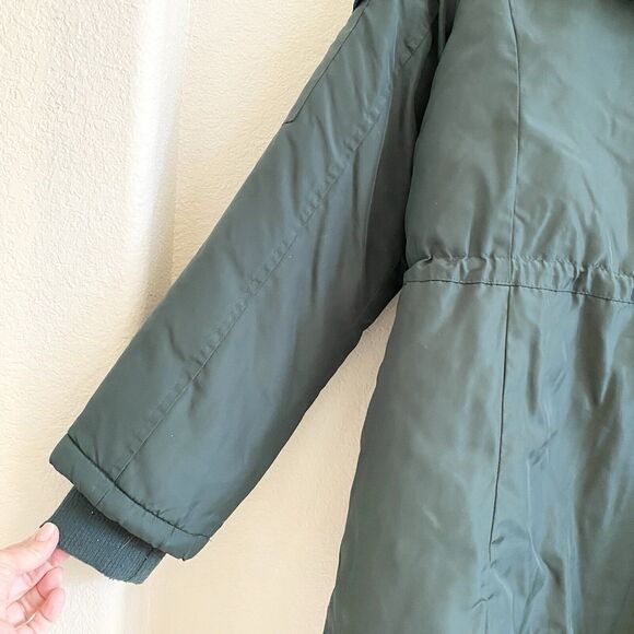 Steve Madden Womens Forest Green Faux Fur Lined‎ Hood Parka Coat Jacket Large - Picture 9 of 13